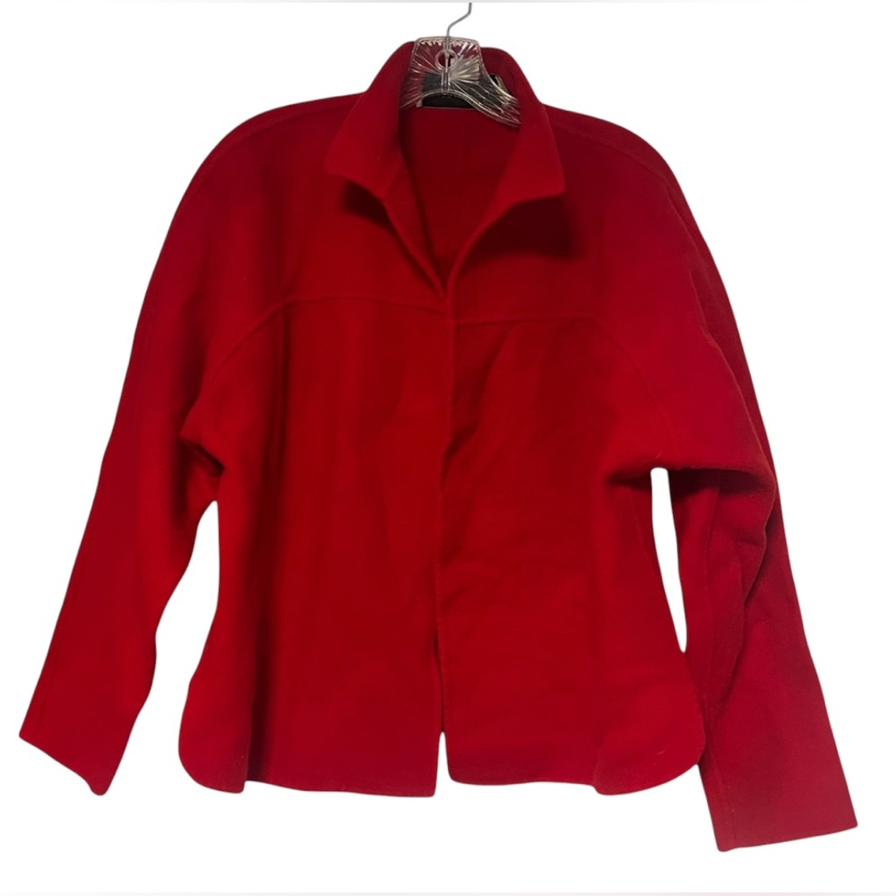 Linda Allard Ellen Tracey Vintage  100% Wool Open Front  Red Shacked 8